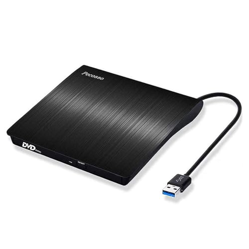 Pecosso Externe CD/DVD Laufwerk USB 3.0, Portable Slim ,RW Brenner für alle Laptops/Desktop; PC unter Windows 7/8/10 und Mac OS für Apple MacBook, MacBook Pro, MacbookAir, iMac(Schwarz)