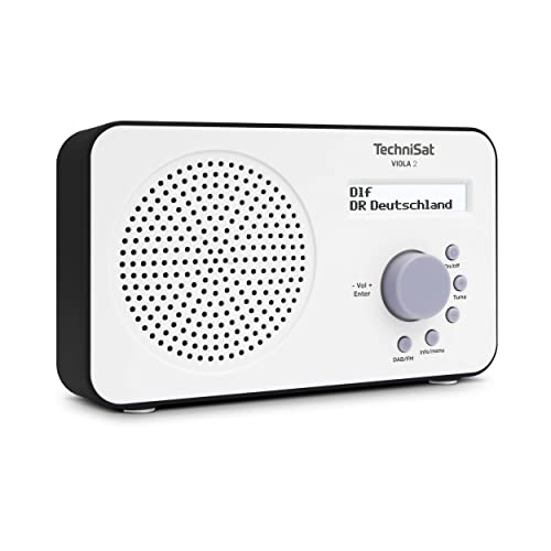 TechniSat VIOLA 2 - tragbares DAB Radio (DAB+, UKW, Lautsprecher, Kopfhöreranschluss, zweizeiliges Display, Tastensteuerung, klein, 1 Watt RMS) weiß/schwarz