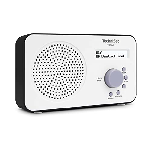TechniSat Viola 2 - tragbares DAB Radio (DAB+, UKW, Lautsprecher, Kopfhöreranschluss, zweizeiliges Display, Tastensteuerung, klein, 1 Watt RMS) weiß/schwarz