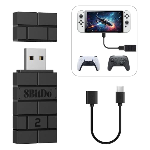 8BitDo USB Wireless Adapter 2, Bluetooth Adapter für Switch/2, Windows 10, PS Classic, Android, Raspberry Pi, Retrofreak System, Kompatibel mit Xbox Series, JoyCon, Switch Pro, PS5/4/3 Controller