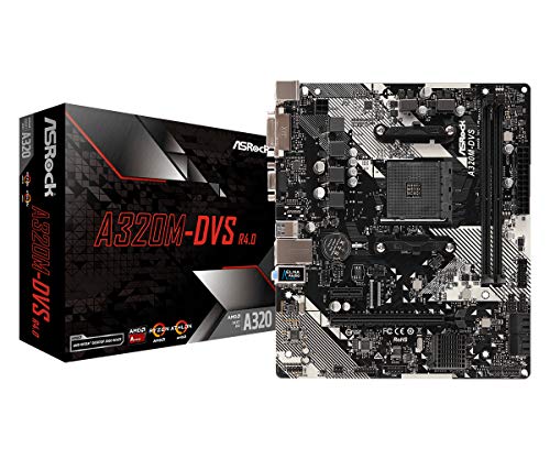 ASRock A320M-DVS R4.0, AMD, AM4, A320, 2DDR4, 32GB, Vga+Dvi, Gblan, 4SATA3, 6USB3.1, mATX