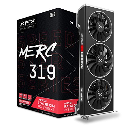 XFX Speedster MERC319 AMD Radeon RX 6700 XT Black Gaming Grafikkarte mit 12 GB GDDR6 HDMI 3xDP, AMD RDNA 2 RX-67XTYTBDP